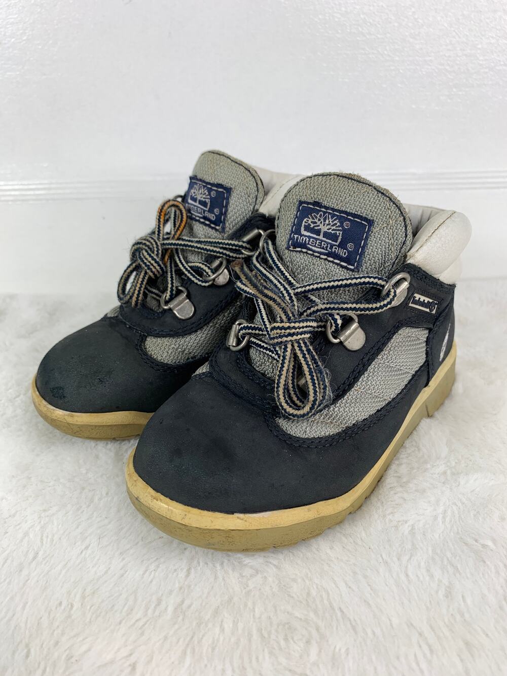 Timberland Toddler Field Boots Dark Navy White Nubuck Lace-Up Size 10M